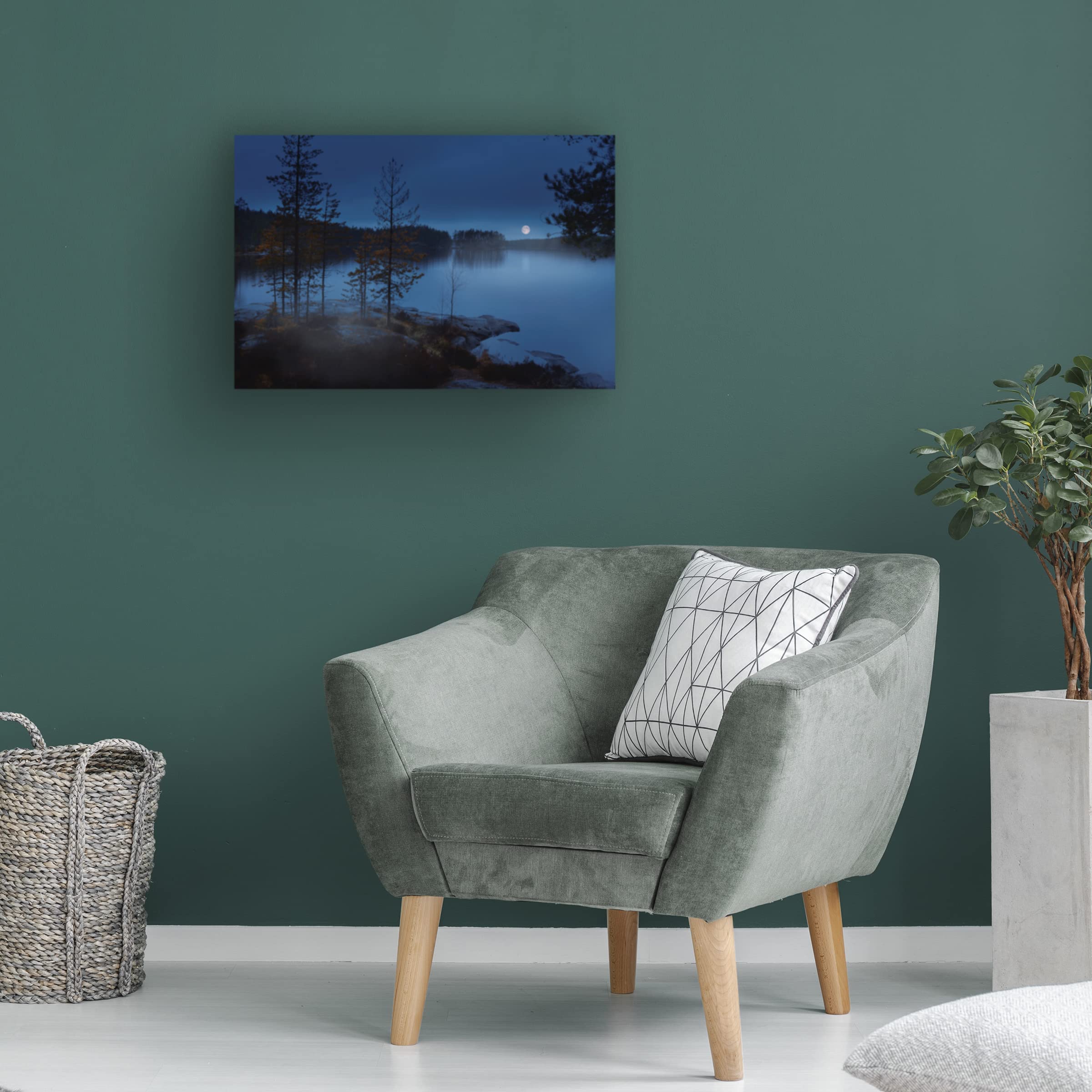 Trademark Fine Art 'Night Mist' Canvas Wall Art by Nikki Georgieva - Abstract Landscape Painting for Living Room, Bedroom & Office Decor