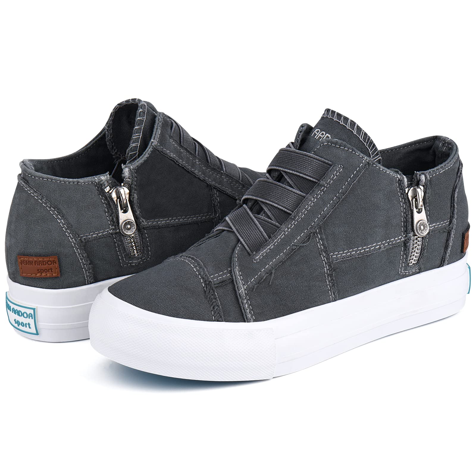JENN ARDOR Women's Wedge Sneakers with Hidden Platform - Slip-On Casual Booties for Women | Comfortable Closed Toe Shoes for Walking, Work & Everyday Wear
