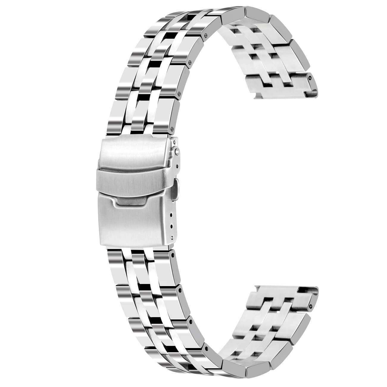 SINAIKE Premium Polished Brushed Two Tone 20mm 22mm Quick Release Stainless Steel Watch Band, Silver Black Tapered Watch Strap for Men & Women - Ideal for Business, Casual, and Formal Occasions