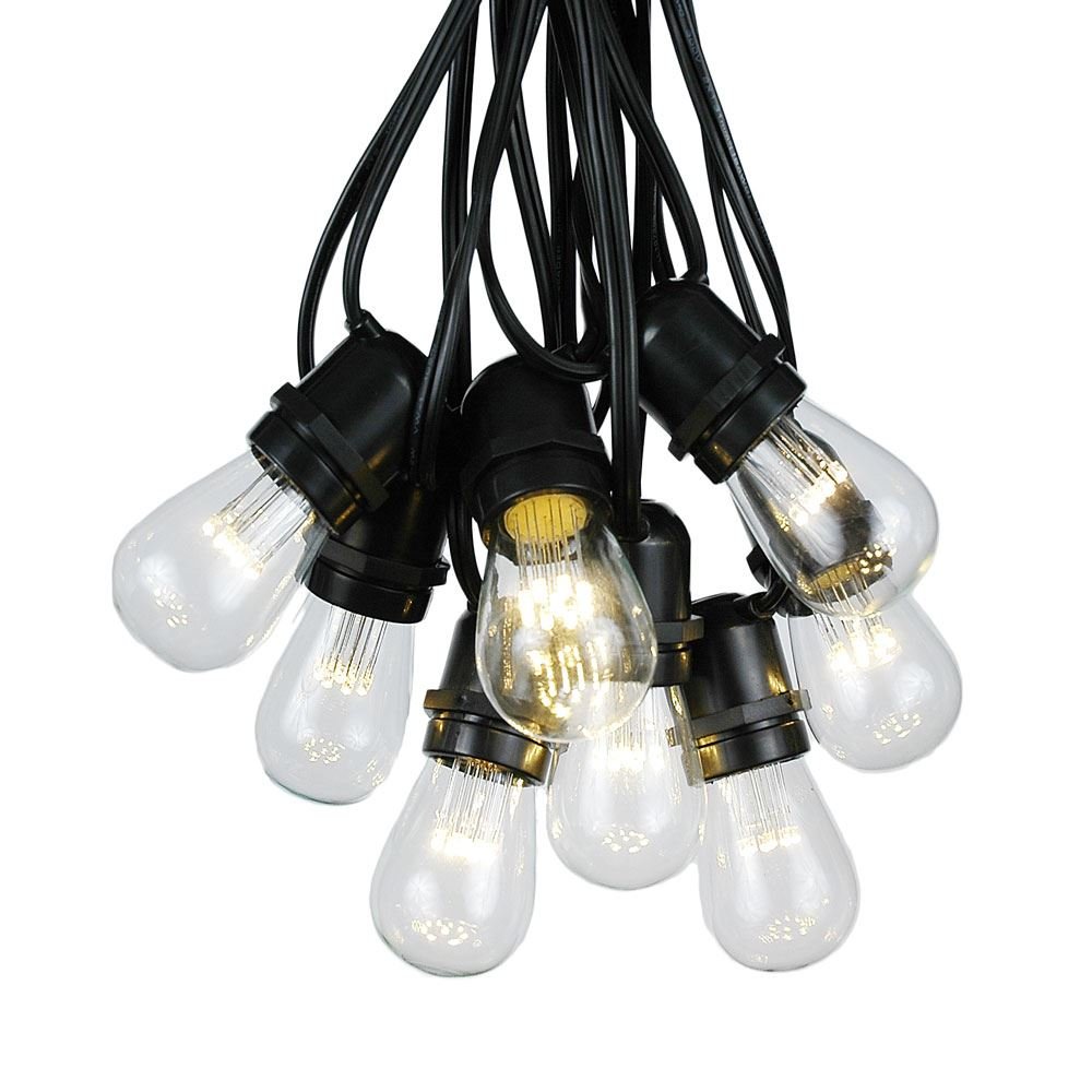 100 Foot S14 LED Edison Outdoor String Lights - Commercial Grade Weatherproof Backyard Garden Gazebo Lighting - Vintage Patio Cafe Market Light Set with 50 S14 LED Bulbs & Black Wire - Perfect for Weddings, Restaurants, and Outdoor Decor