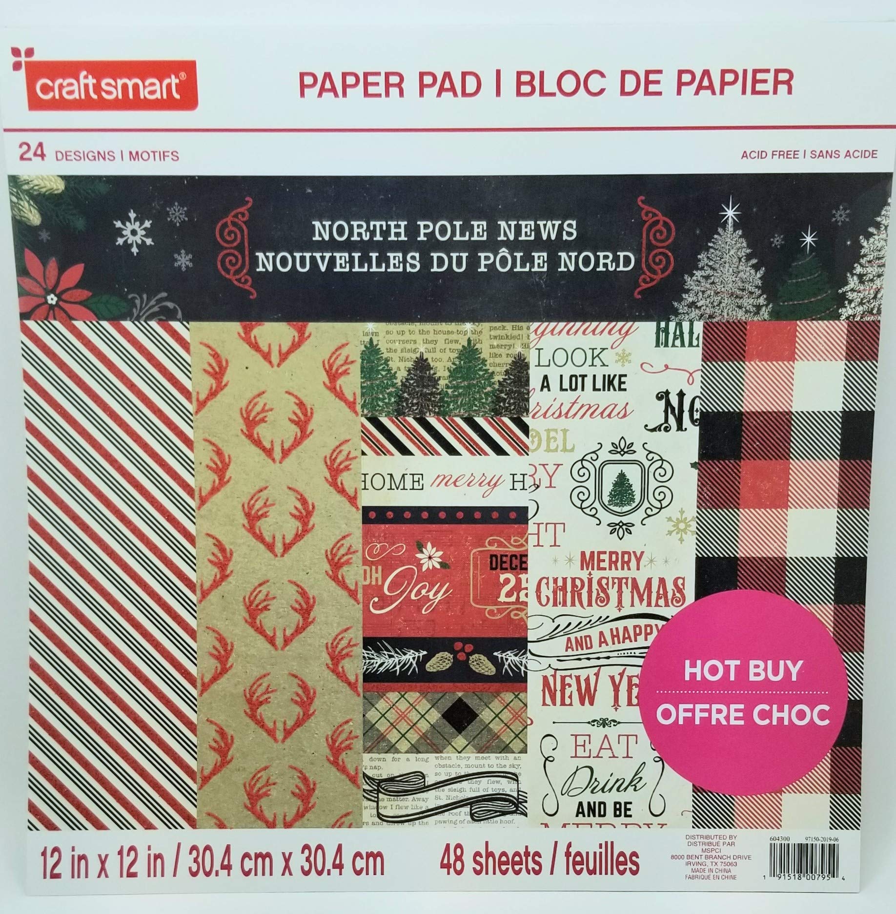 Premium 12x12 Inch Christmas Cardstock Paper for Scrapbooking & Holiday Crafts - North Pole News Xmas Theme - Perfect for DIY Greeting Cards, Gift Tags & Home Decor