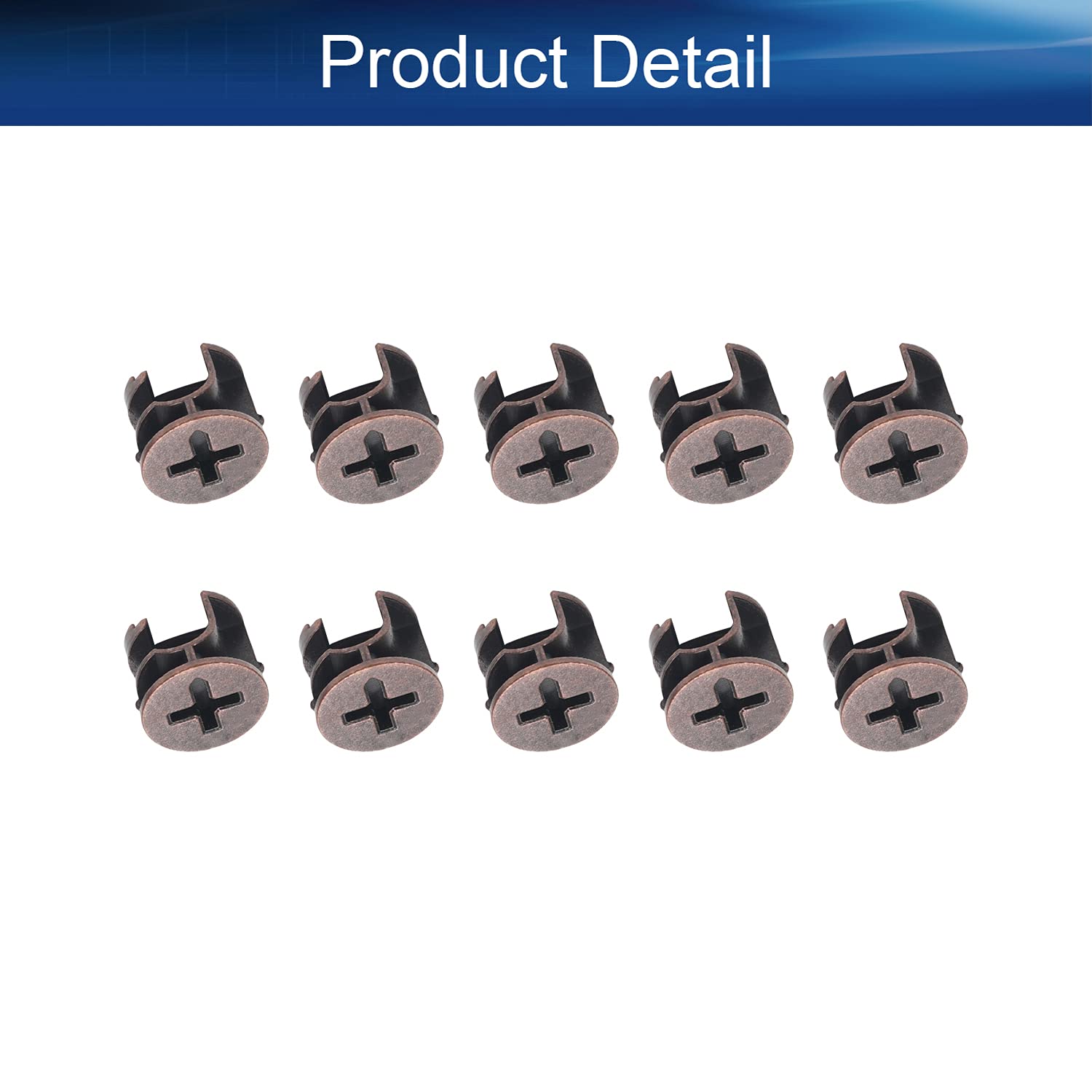10Pcs 15mm x 12mm Furniture Connector Cam Lock Fittings - Cabinet Drawer Dresser Wardrobe Hardware Kit (Copper Tone) | DIY Home Improvement & Furniture Assembly Accessories
