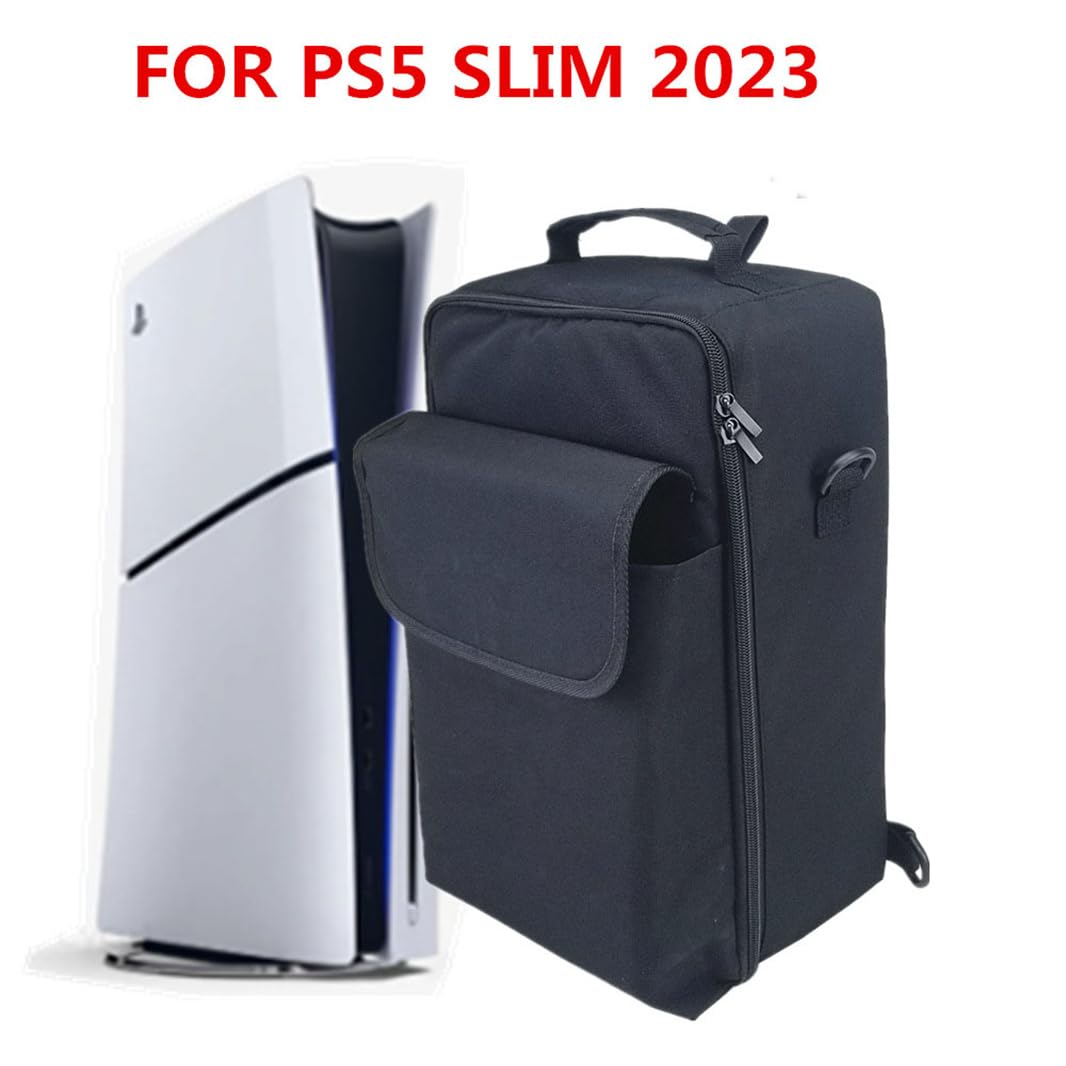 Portable Travel Case for PS5 Slim - Lightweight Carry Bag, Sling Backpack & Console Accessories Storage - Perfect for Gaming, Travel & Outdoor Use (Without Logo)