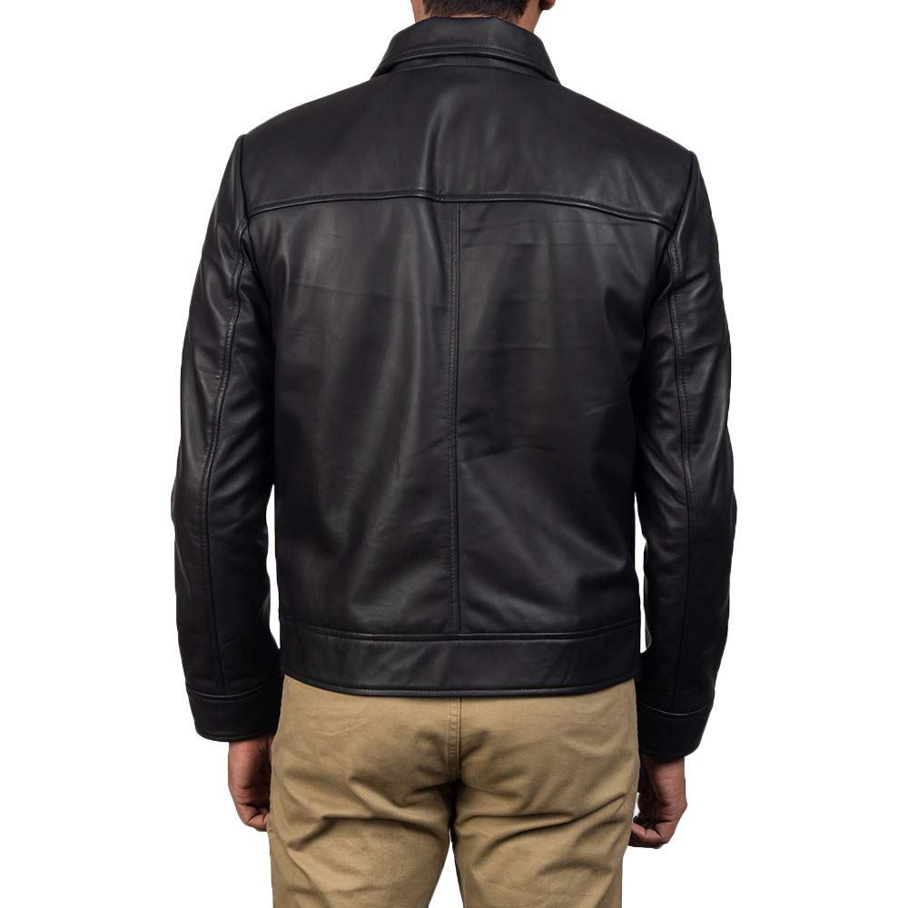 Premium Men's Inferno Shirt Collar Sheepskin Leather Jacket - Stylish Biker Jacket for Motorcycle Riding & Night Out