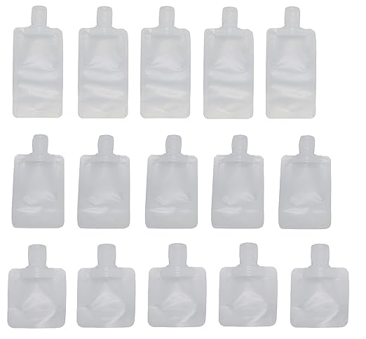 Krush 6-Pack Transparent Clamshell Stand Up Spout Pouch - Leak-Proof Travel Containers for Lotion, Shampoo, Face Cream, Hand Soap & Mask Mud | TSA Approved Portable Cosmetic & Toiletry Bags for Air Travel, Gym, Camping & Home Organization