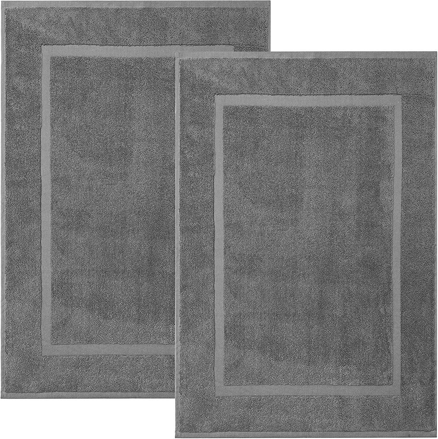 Premium Cotton Banded Bath Mats 2 Pack - Ultra Soft & Highly Absorbent 22