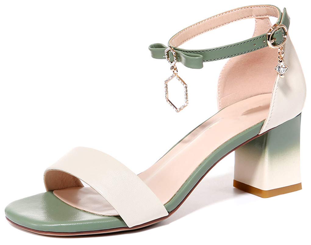 LizFoYa Women's Chunky Heel Ankle Strap Sandals - Open Toe Summer Dress Shoes for Weddings, Parties & Beach Vacations