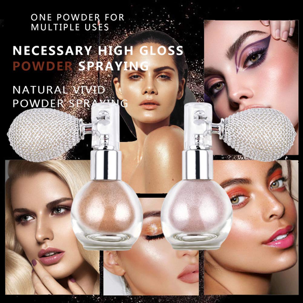 GL-Turelifes Highlighter Loose Powder Spray - Shimmer & Sparkle Makeup for Hair, Face & Body | Vegan & Cruelty-Free | #3 Nude Pink | Perfect for Parties, Festivals & Special Occasions