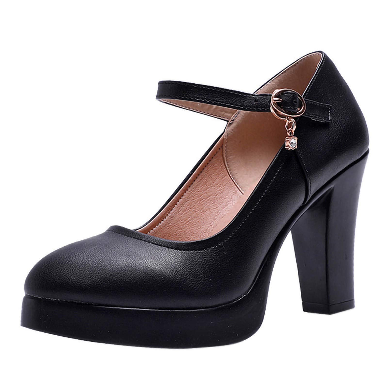 Phylmscde Women's Breathable Strap Toe High Heels - Pointed Toe Buckle Rhinestone Dress Shoes for Work, Party & Special Occasions