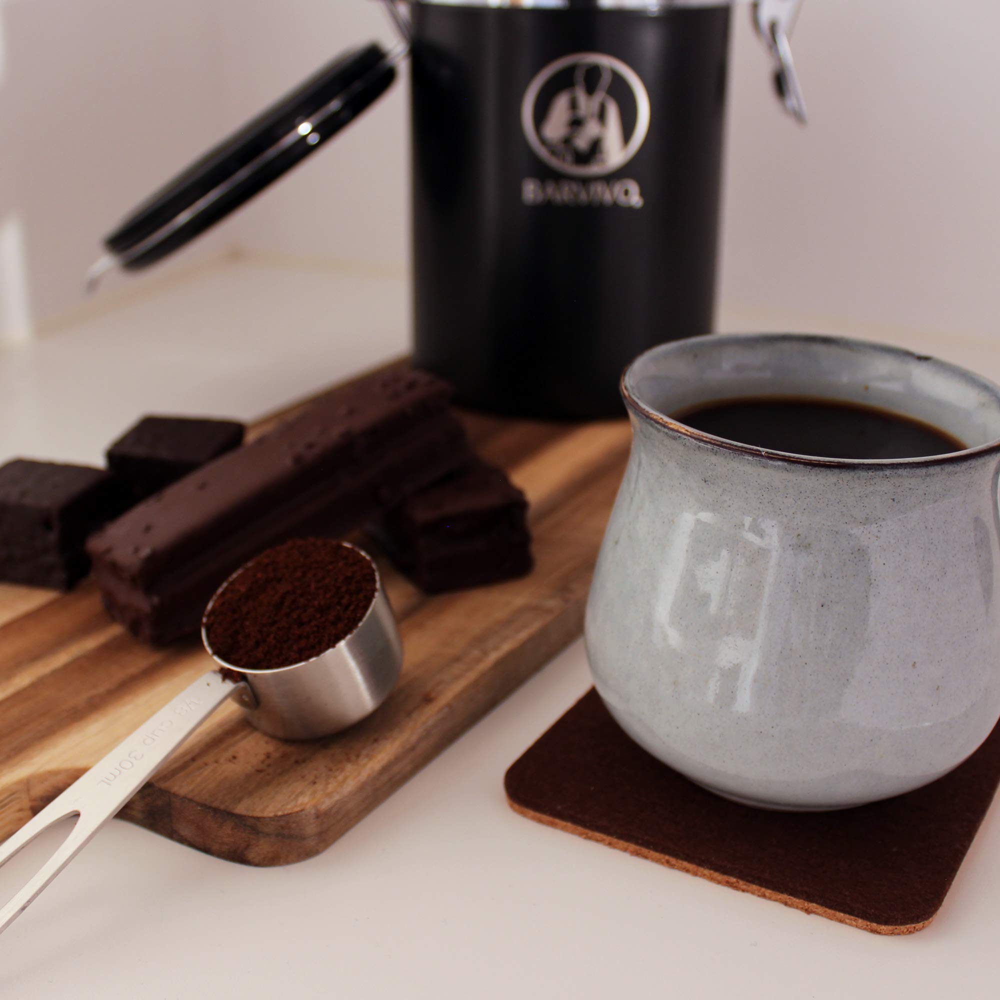 Barvivo 8-Pack Absorbent Drink Coasters - Double Sided Felt & Cork Square Coasters for Coffee Tables - Protects Tabletop from Spills, Stains & Heat - Perfect for Coffee, Tea, Wine & Beverages - Ideal for Home, Office & Restaurant Use - Brown