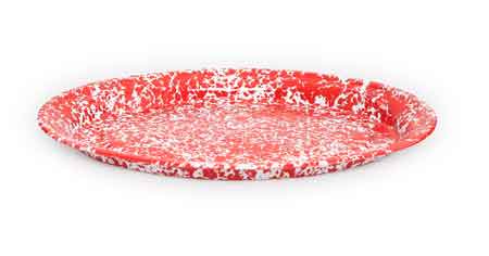 Vintage Red Marble Oval Enamel Serving Platter - Elegant Dinnerware for Holiday Entertaining, Buffet Serving & Rustic Table Decor