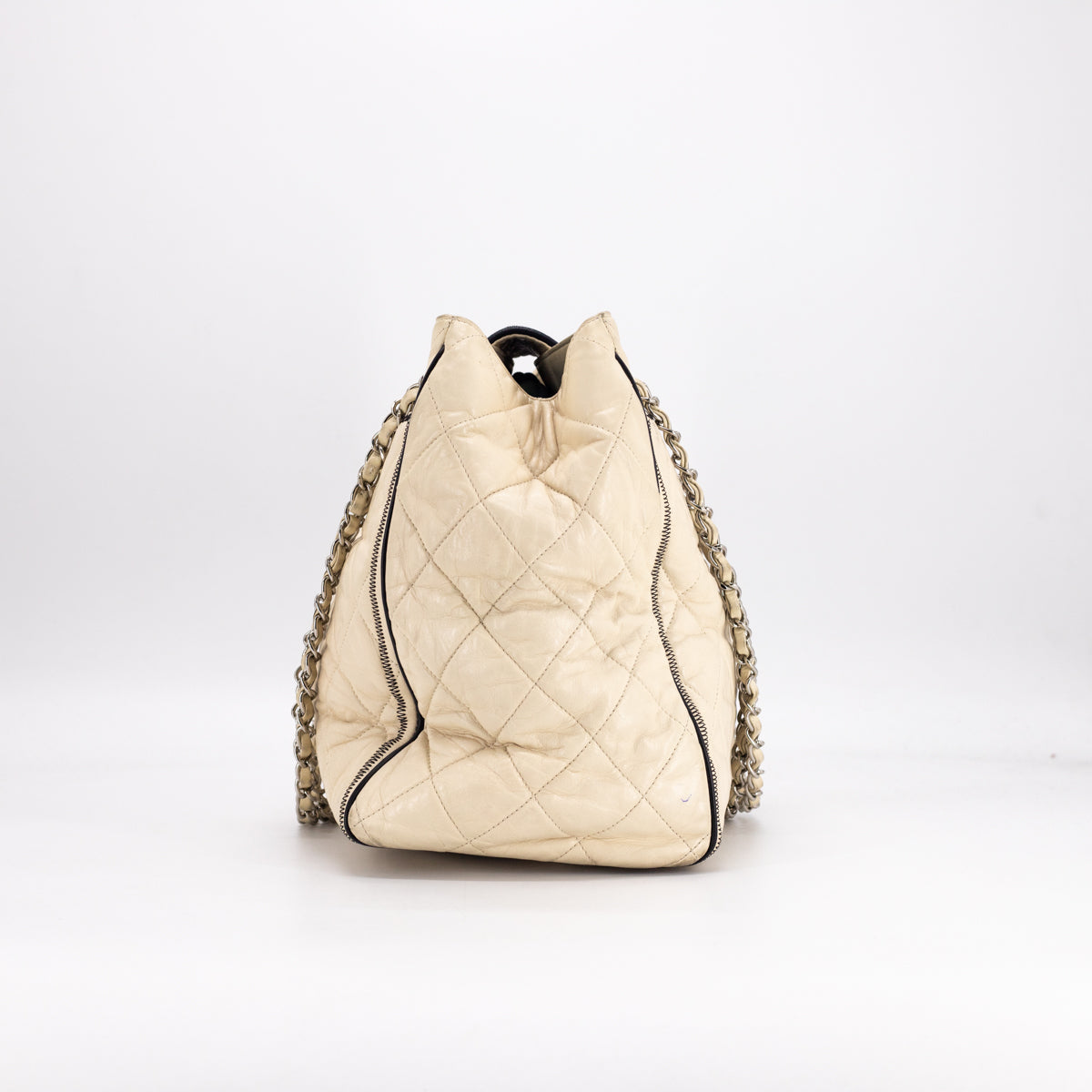 Chanel Quilted Calfskin Shoulder Bag in Cream | Luxury Designer Handbag for Women | Perfect for Work, Date Night & Special Occasions