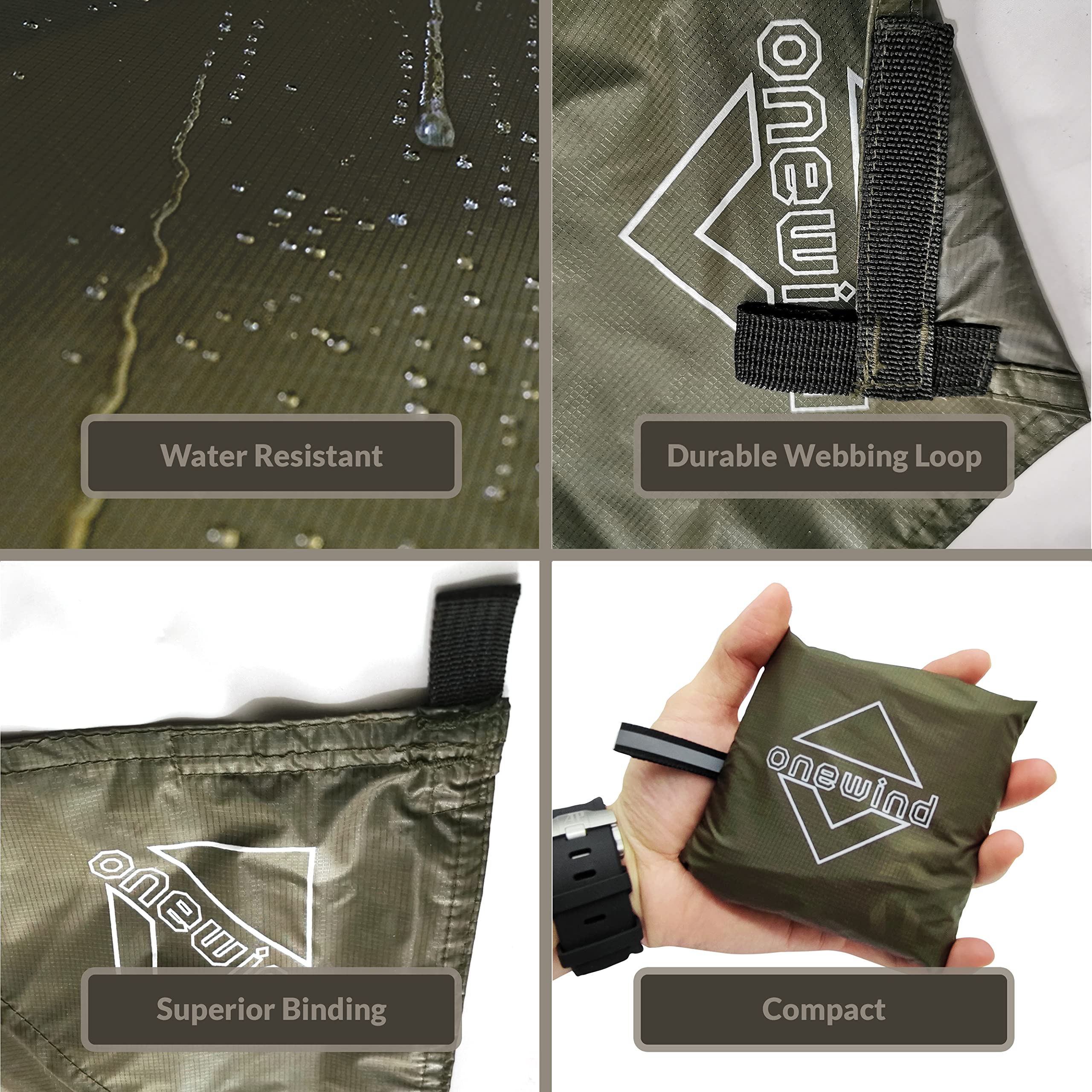 OneWind Camping Hammock with Waterproof Footprint - Lightweight Portable Hammock for Backpacking, Hiking & Outdoor Adventures - Includes Rain Tarp & Tree Straps