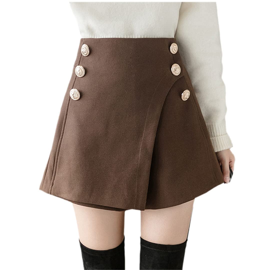 Stylish Women's Korean Wool Winter Short Skirt - Double-Breasted Wide-Leg Design for Cold Weather | Perfect for Office Wear, Casual Outfits & Winter Fashion