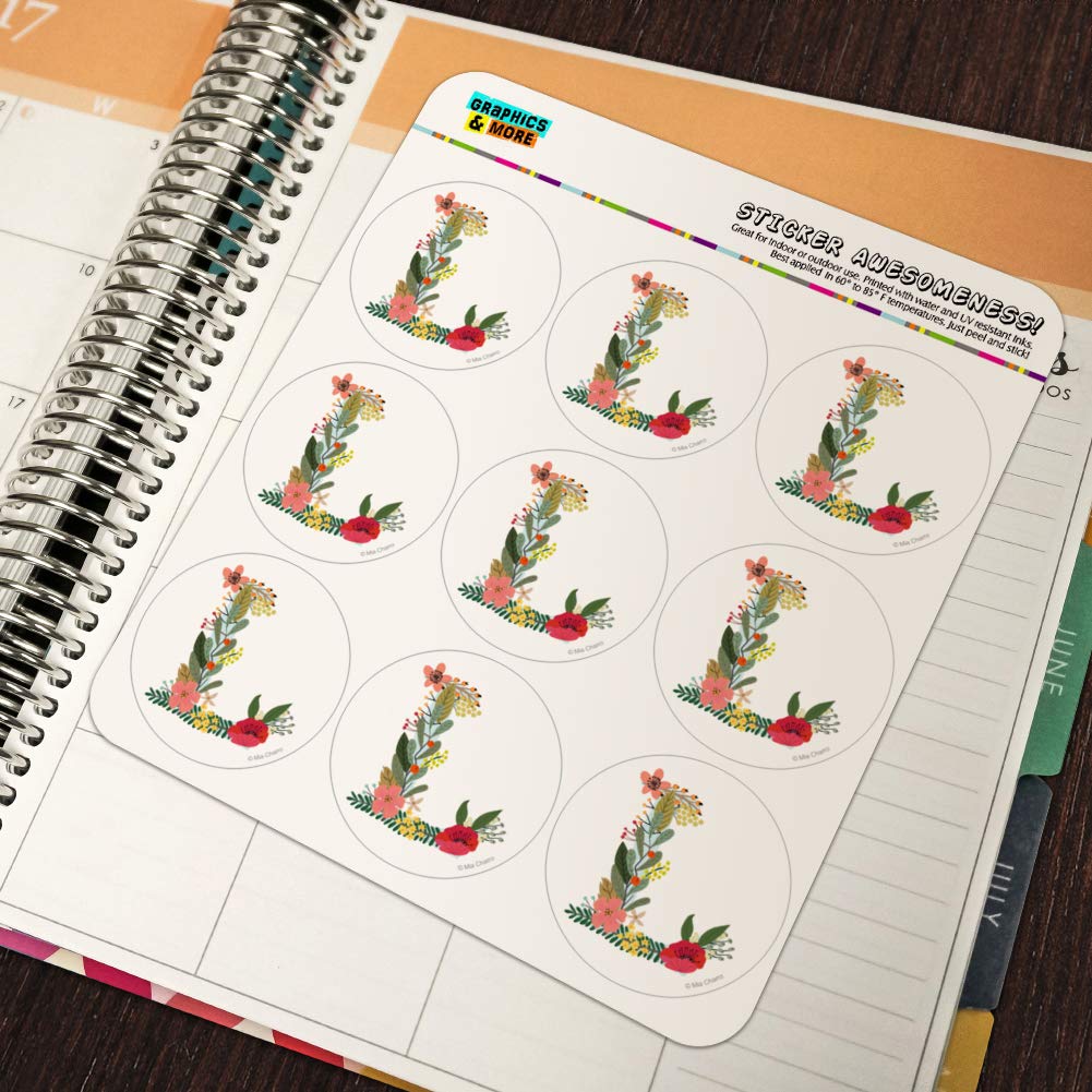 Floral Monogram Letter L Stickers for Planner, Calendar, Scrapbooking & DIY Crafts - Perfect for Bullet Journals, Scrapbooks, and Handmade Cards