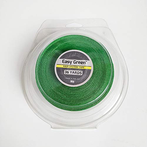 Easy Green Double Sided Tape for Hair Systems - 36 Yards x 1 Inch Strong Adhesive Roll for Toupees, Wigs & Hair Extensions | Secure Hold for Daily Wear & Active Lifestyles
