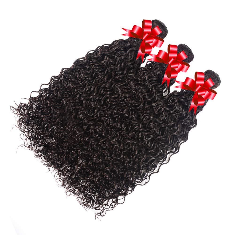 100% Brazilian Virgin Human Hair Extensions - Water Wave 4 Bundles (22, 24, 26, 28 Inch) Unprocessed Curly Wave Natural Color for Women | Perfect for Daily Wear, Parties & Special Occasions