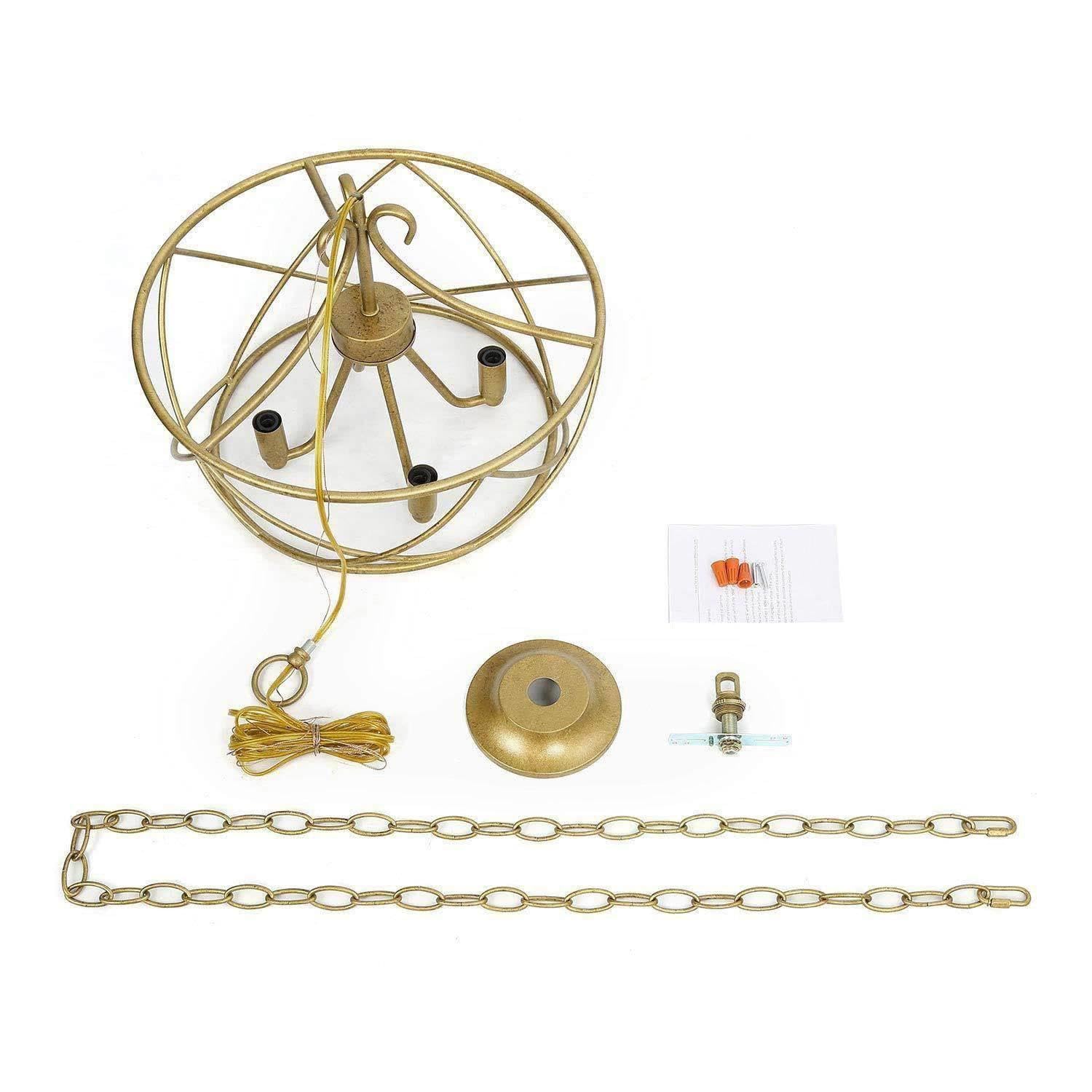 Modern Gold Chandelier - 4-Light Drum Pendant Light Fixture with Antique Gold Finish for Dining Room, Living Room, Bedroom, Foyer & Kitchen | Elegant Lighting for Home Decor & Interior Design