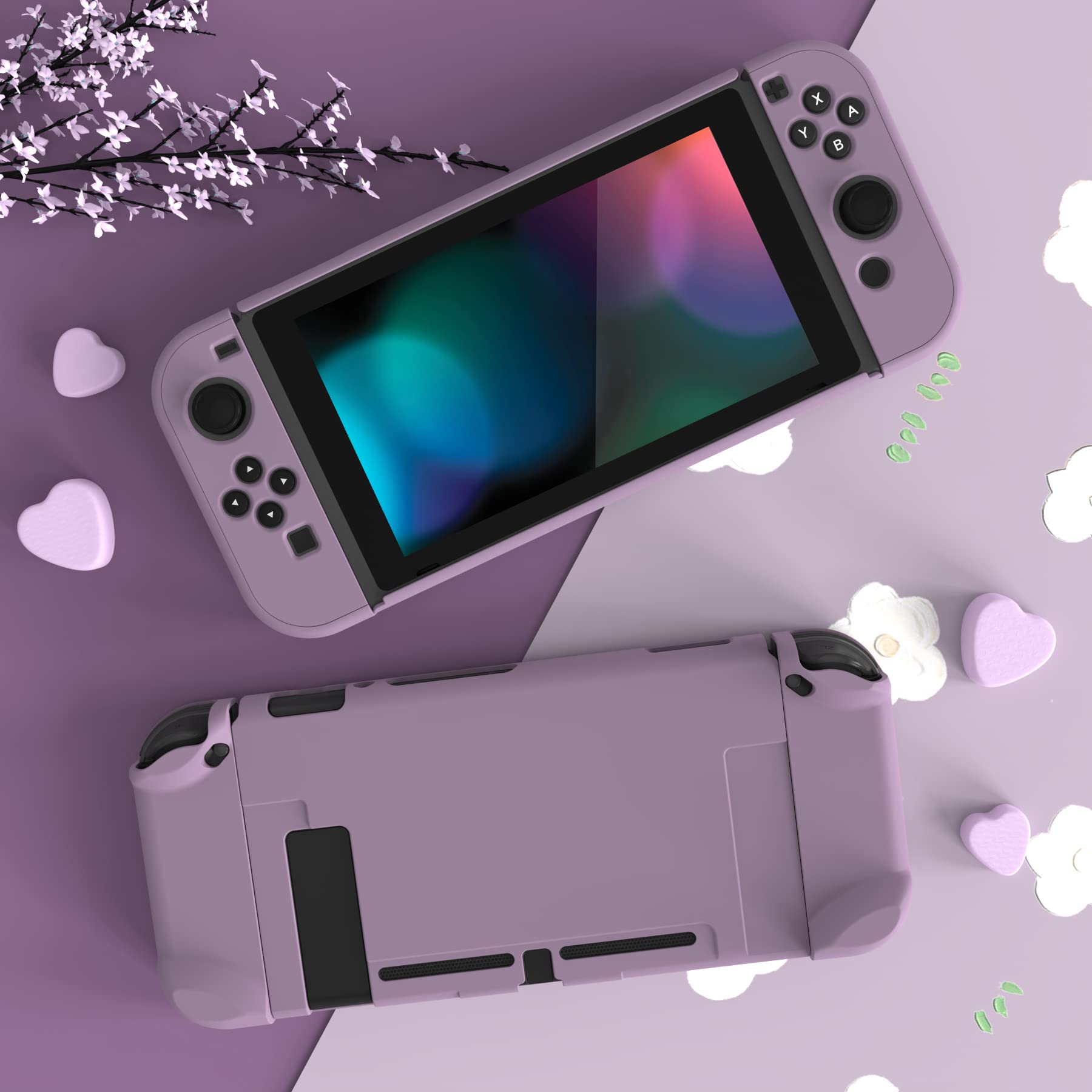 eXtremeRate PlayVital Protective Hard Shell Case Cover for Nintendo Switch - Shock-Absorbent Anti-Scratch Dockable Durable Gaming Accessory (Dark Grayish Violet) - Perfect for Travel, Home Gaming & Switch Protection