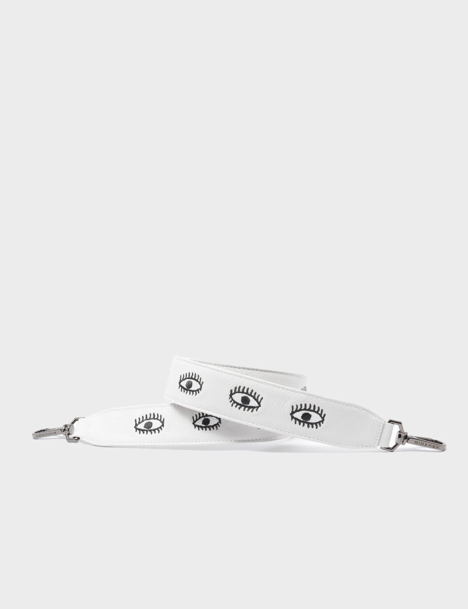 Detachable Cream Leather Shoulder Strap with All Over Eyes Embroidery - Perfect for Handbags, Tote Bags & Crossbody Bags (Fashion Accessory Upgrade)