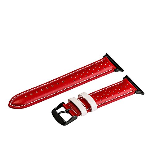 Red & White Smooth Perforated Bands / Black Hardware