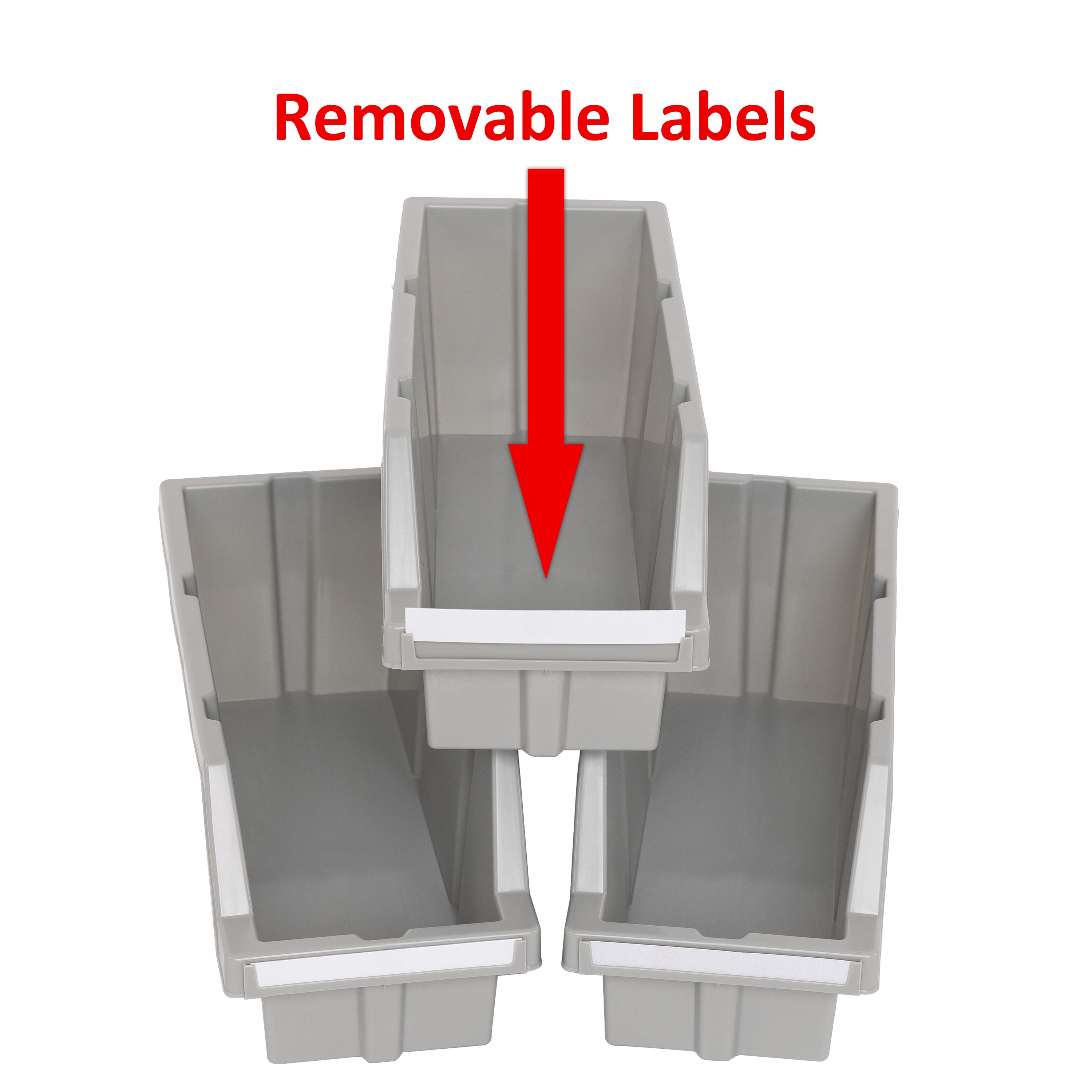 Medium Grey Commercial Bin Rack Bins - 3 Pack for Office, Warehouse & Retail Organization & Storage