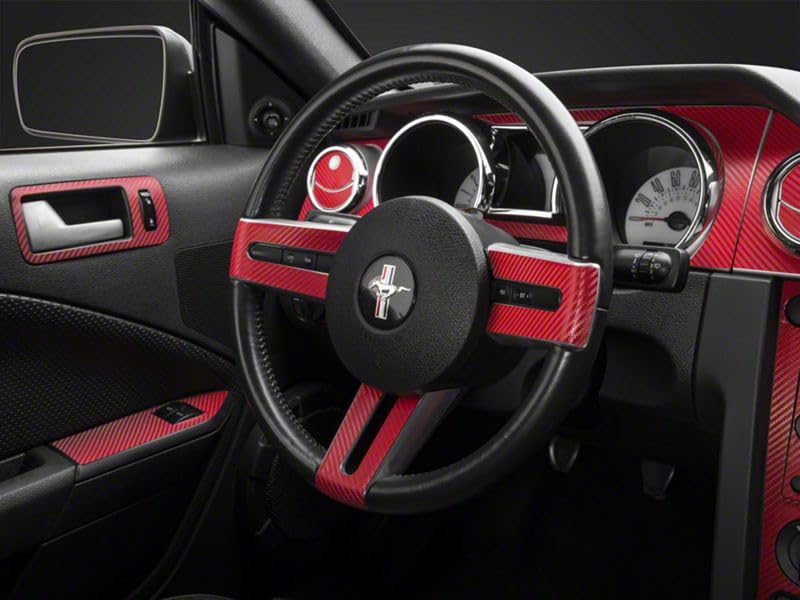 Red Carbon Fiber SEC10 Dash Overlay Kit for Mustang 2005-2009 - Premium Interior Styling Upgrade | Perfect for Car Enthusiasts & Custom Builds