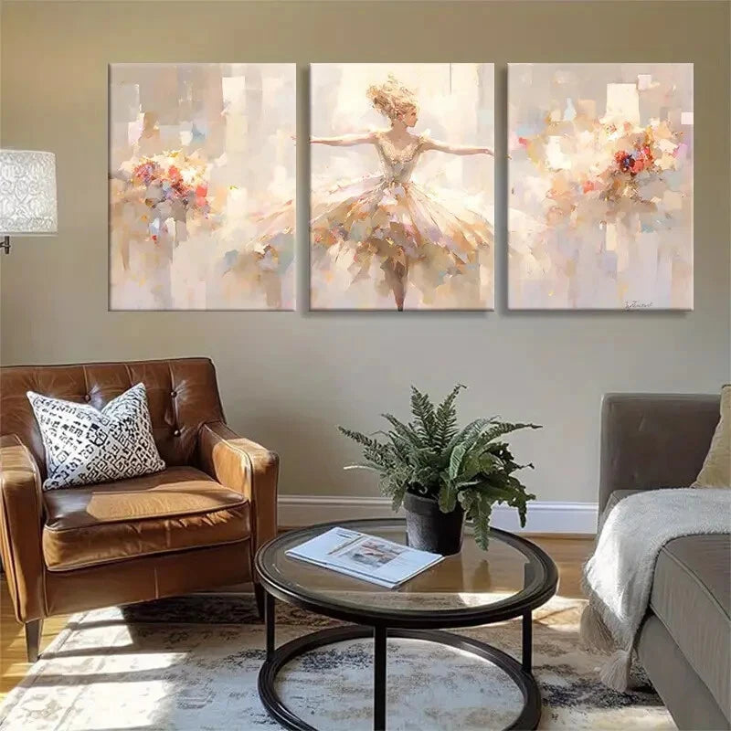 3-Piece Abstract Ballet Dancer Wall Art Set - Elegant Framed Canvas Paintings 40x60cm | High Quality Australian-Made Prints | Ready to Hang | Perfect for Living Room, Bedroom & Office Decor