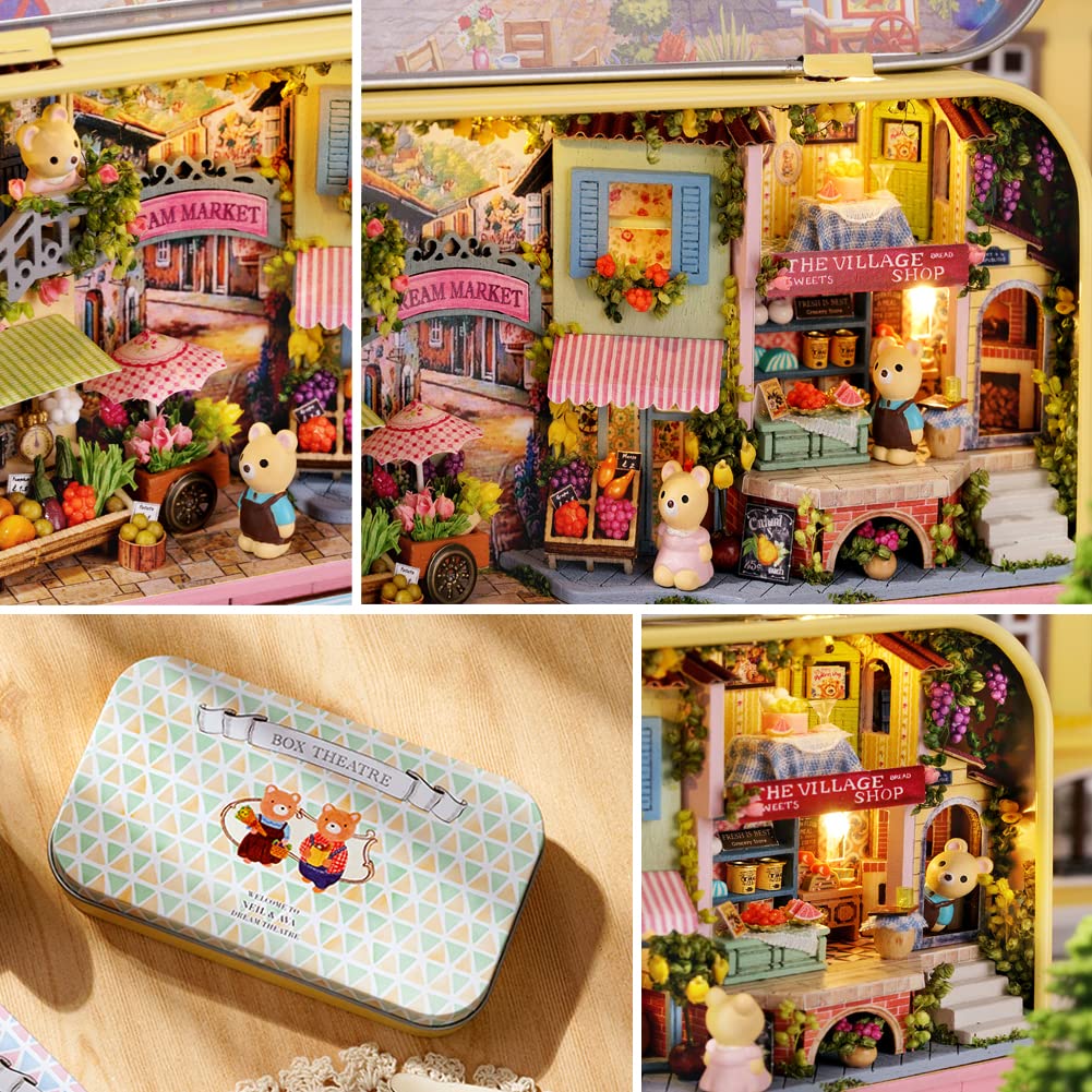 DIY Miniature Landscape Box Theater - Sakura Dreamland, Lucky Fair & Candy Adventure Miniature Dollhouse Kits | 3 Creative Small Iron Box Scene Sets for Home Decor, Gift Giving & Collectors | Perfect for Dollhouse Enthusiasts, Model Train Scenes & Tabletop Displays