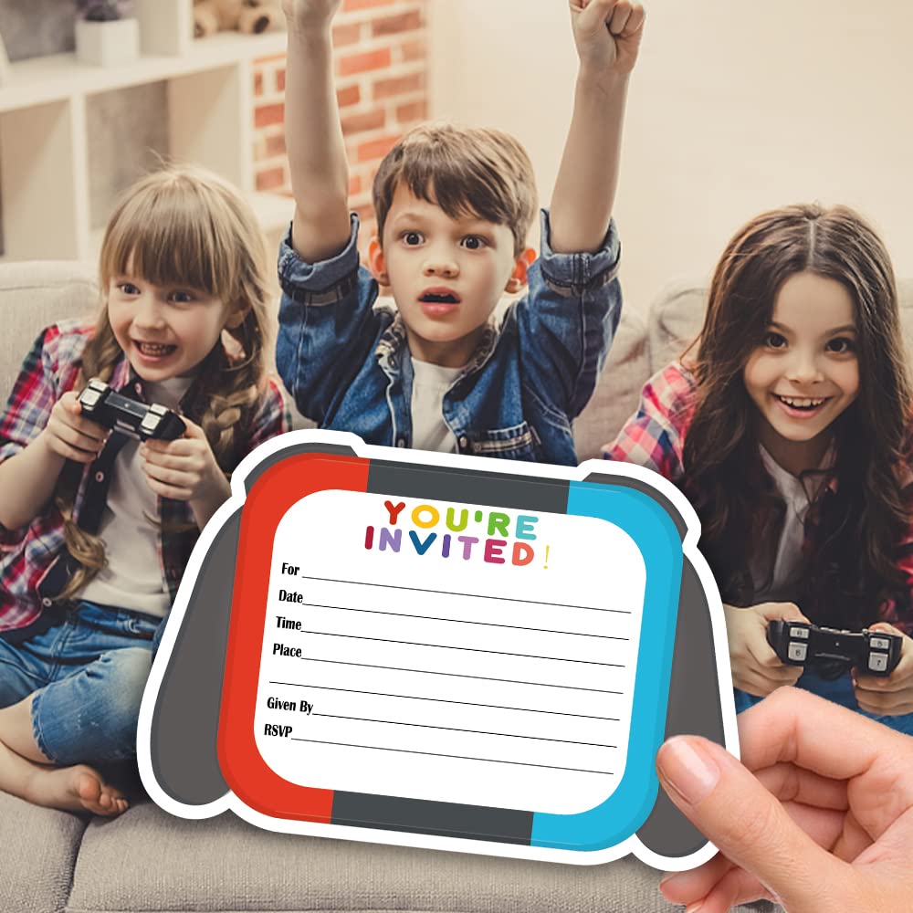 Haizct 15 Pack Game Themed Party Invitations with Envelopes - Birthday Party Cards for Kids, Teens & Adults - Perfect for Game Lovers, Board Game Nights & Themed Birthday Celebrations