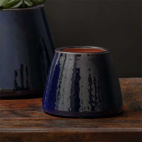 Handmade Ceramic Flower Pot - Small Sapphire Blue Planter for Indoor Plants, Succulents & Herbs | Campania International | Perfect for Home Decor, Office Desk & Garden Gifts