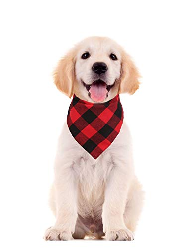 Lamphyface 2 Pack Christmas Dog Bandanas - Red Black Plaid Pet Bandana Scarf for Small Medium Large Dogs - Perfect for Holiday Photos, Parties & Festive Outfits