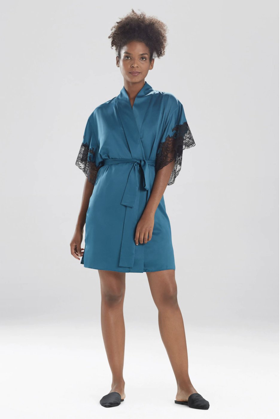 Natori Plume Kimono Robe - Women's Lightweight Floral Printed Wrap Robe for Spa, Lounge & Home Relaxation