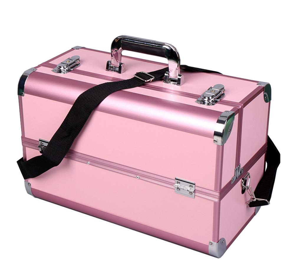 BYCDD Portable Makeup Train Case - Rolling Cosmetic Organizer Box with Wheels, Beauty Storage Trolley for Professional Makeup Artists & Travel (Pink) | Perfect for Salon, Home Vanity & On-the-Go Makeup Organization