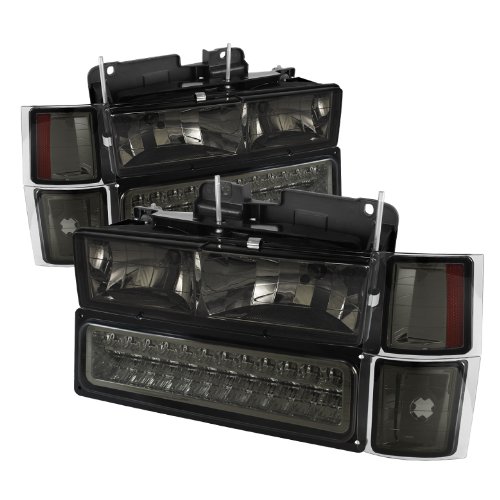 Xtune Crystal Headlights for Chevy Silverado 1500/2500/3500, Tahoe, Suburban - LED Corner & Bumper Lights with Lens - Upgrade for Off-Road, Night Driving & Custom Look