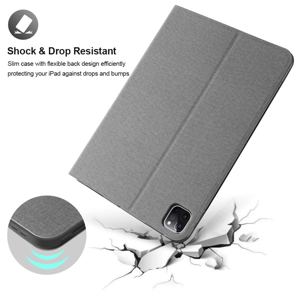 X-Level Slim Lightweight Shockproof TPU Case for iPad Air 5th Gen (2022) & iPad Air 4th Gen (10.9 Inch) - Protective Smart Stand Cover with Soft Back, No Auto Sleep/Wake (Gray) | Perfect for Work, Travel & Daily Protection