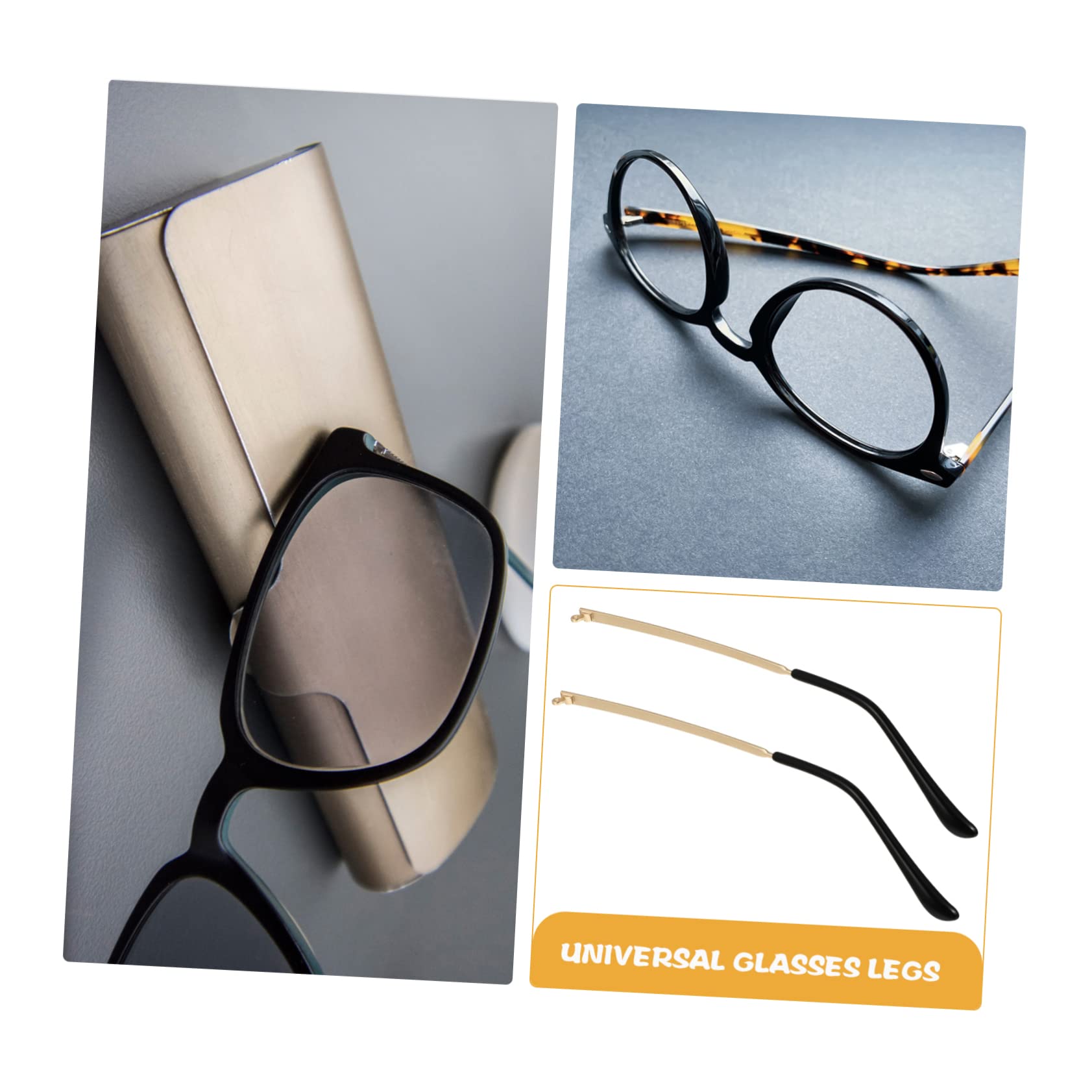 Healvian 2 Pairs Universal Glasses Replacement Temples - Gold Sunglasses & Reading Glasses Arm Hinge Holder Ear Clip Accessories for Men & Women - Perfect for Daily Wear, Outdoor Activities, and Fashion Accessories