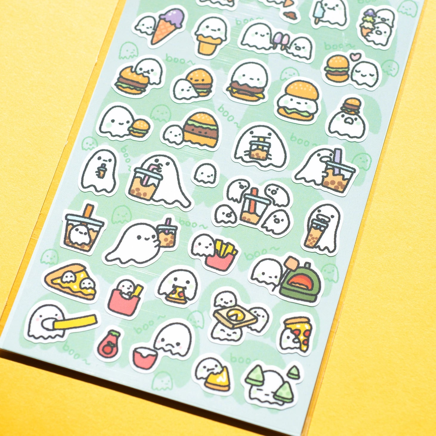 Halloween Ghost Sticker Sheet - 50 Spooky Decals for Scrapbooking, Laptop, Water Bottle & Party Decorations