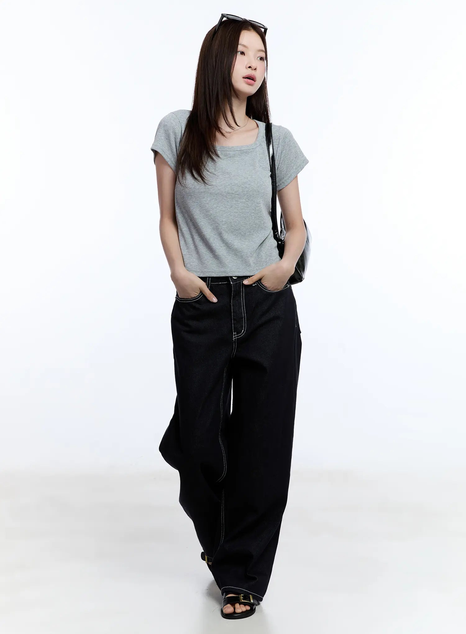 Essential Square Neck Tee for Women - Soft Cotton Basic T-Shirt CU513 | Casual Wear, Layering, Everyday Outfits