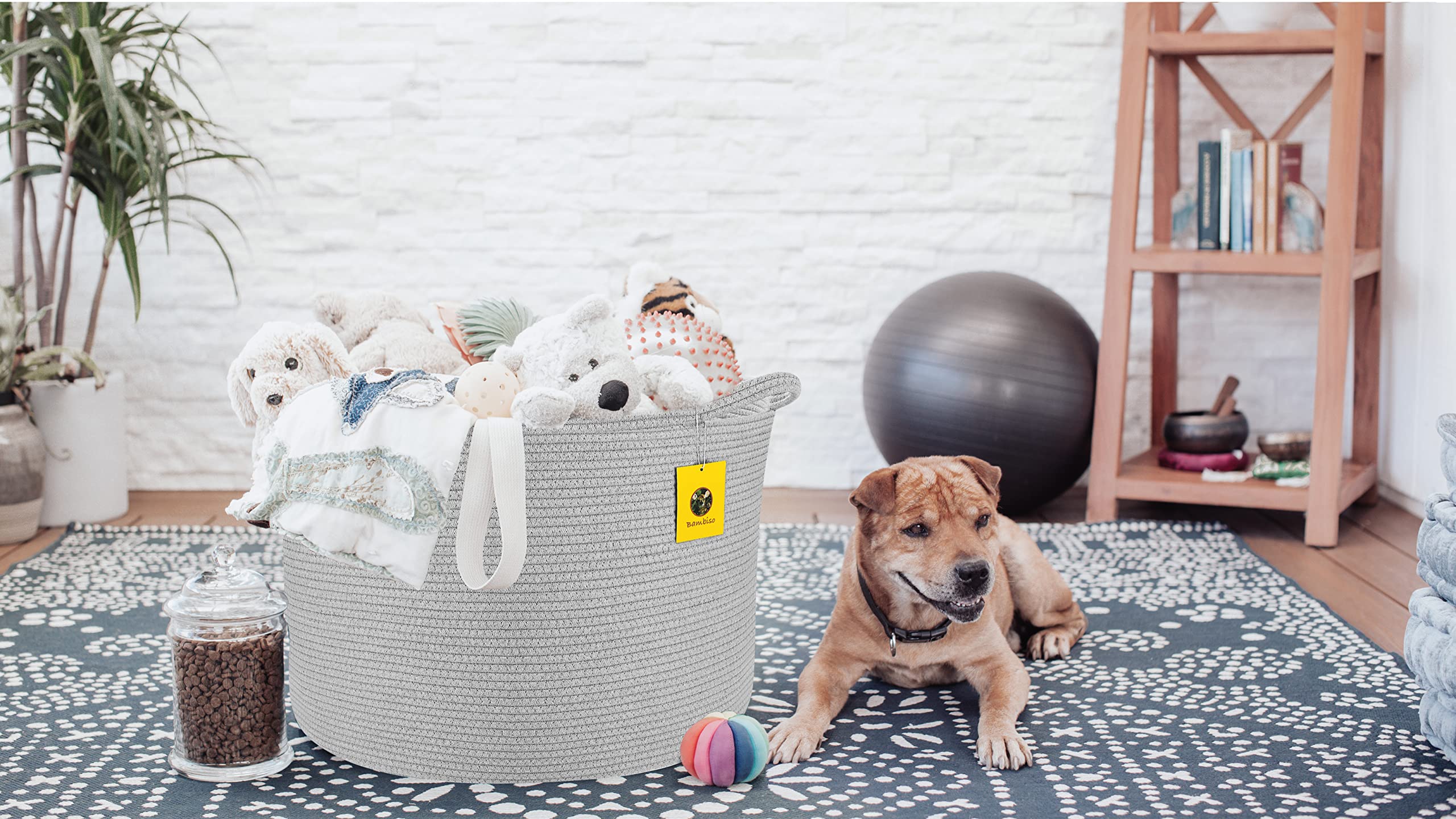 Large Cotton Rope Storage Basket 22x22x16 Inches - Light Grey Woven Hamper for Blankets, Toys, Laundry | Nursery Organizer & Home Decor Basket | Perfect for Bedroom, Playroom or Bathroom Storage