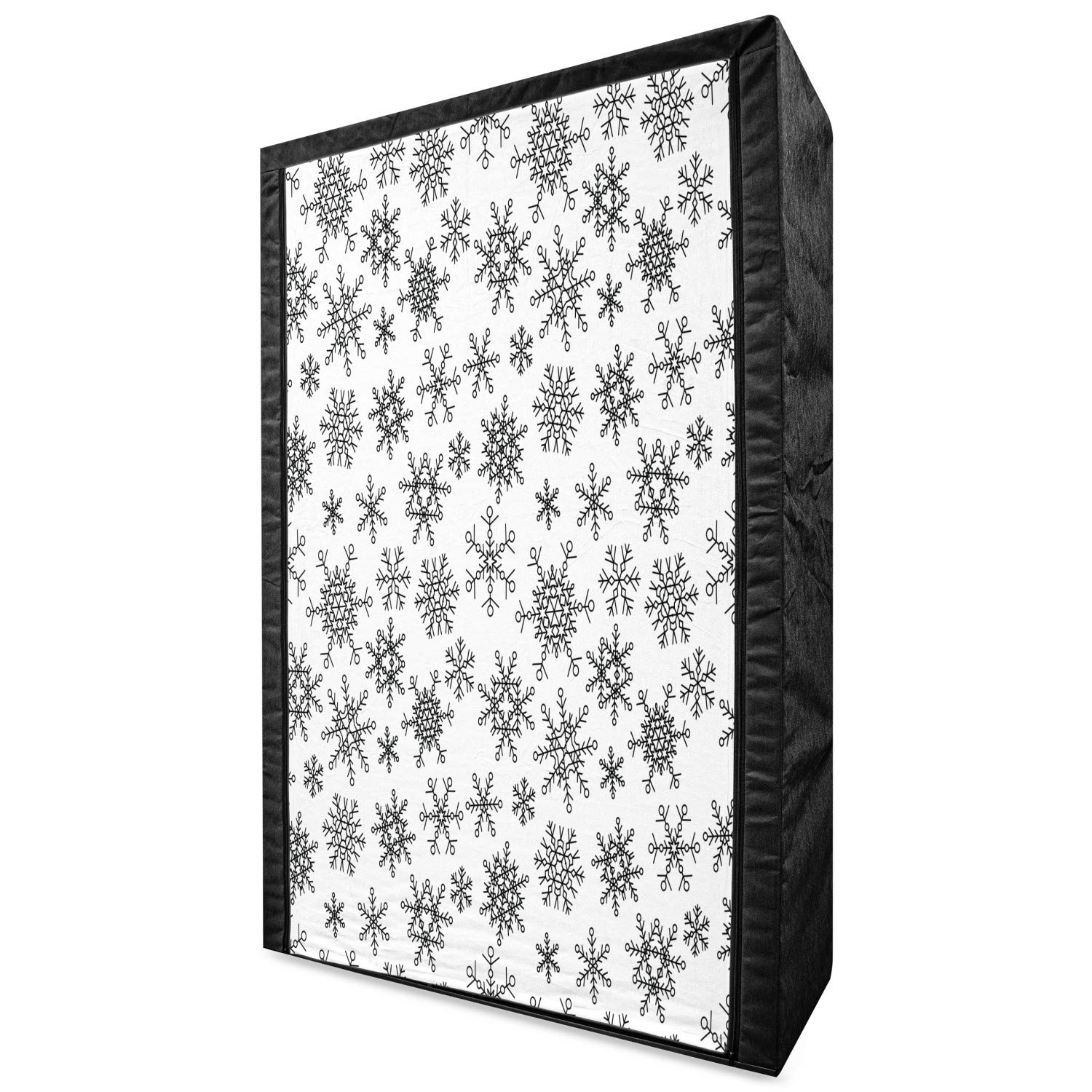Ambesonne Snowflake Portable Fabric Wardrobe - Black & White Geometric Snowflake Pattern with Hexagon & Circle Design, 42.5