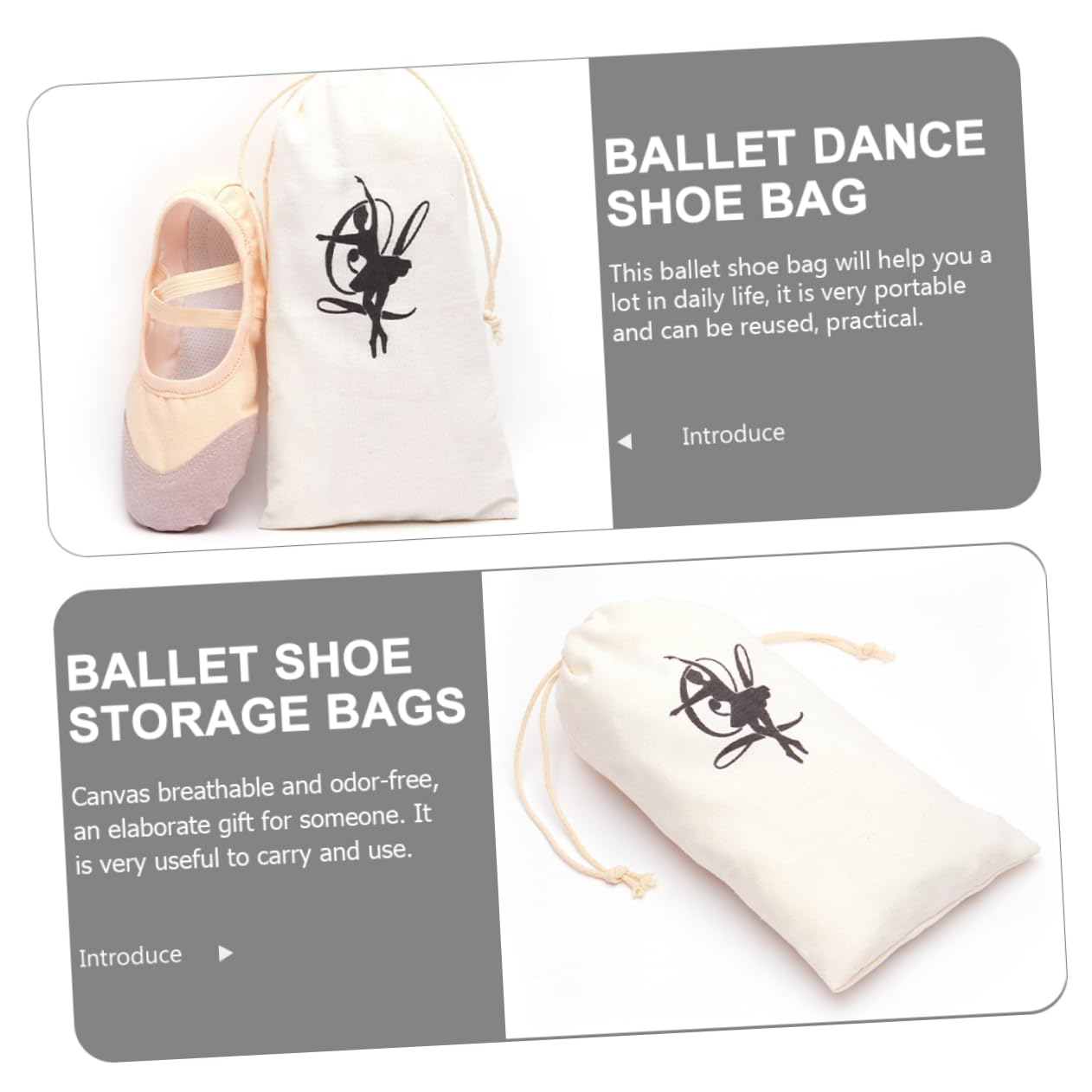COOLHIYA 5-Pack Shoe Bags for Ballet & Dance - Breathable Drawstring Storage Pouches for Dance Shoes, Sneakers & Practice Gear - Perfect for Dance Classes, Gym & Travel Organization