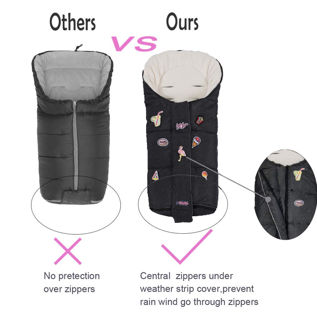 Waterproof & Adjustable Winter Stroller Bunting for Toddlers 6-36M - Cozy Outdoor Footmuff with Hood, Central Zipper & DIY Play Stickers - Perfect for Strolls, Shopping & Winter Adventures