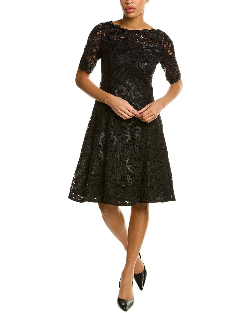 Adrianna Papell Women's Embroidered Lace Midi Dress - Elegant Floral Embroidery Formal & Wedding Guest Dress for Women