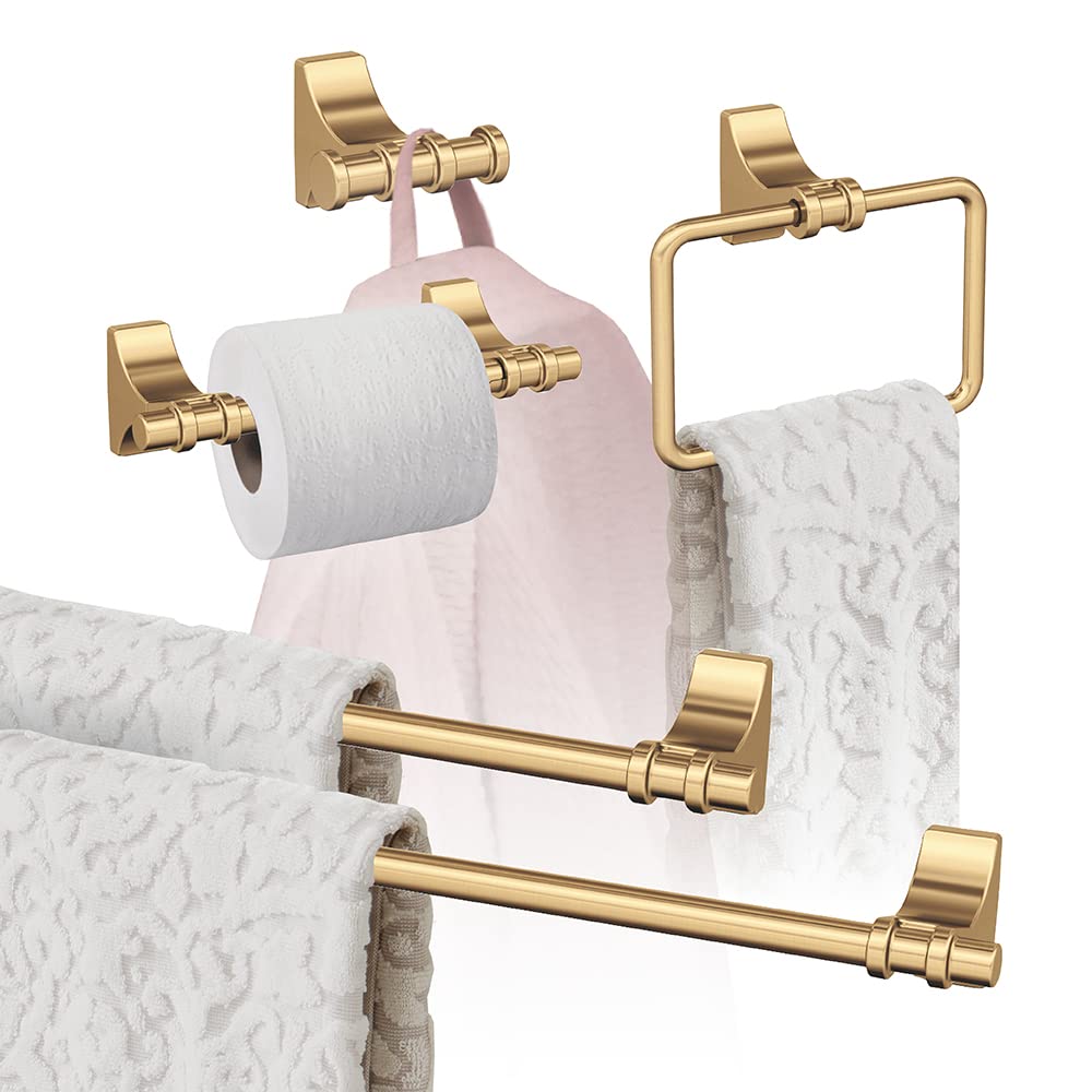 Amerock Davenport 5-Piece Bathroom Accessories Set in Champagne Bronze - Modern Vanity Organizer for Bathroom Countertop, Sink & Shower Decor