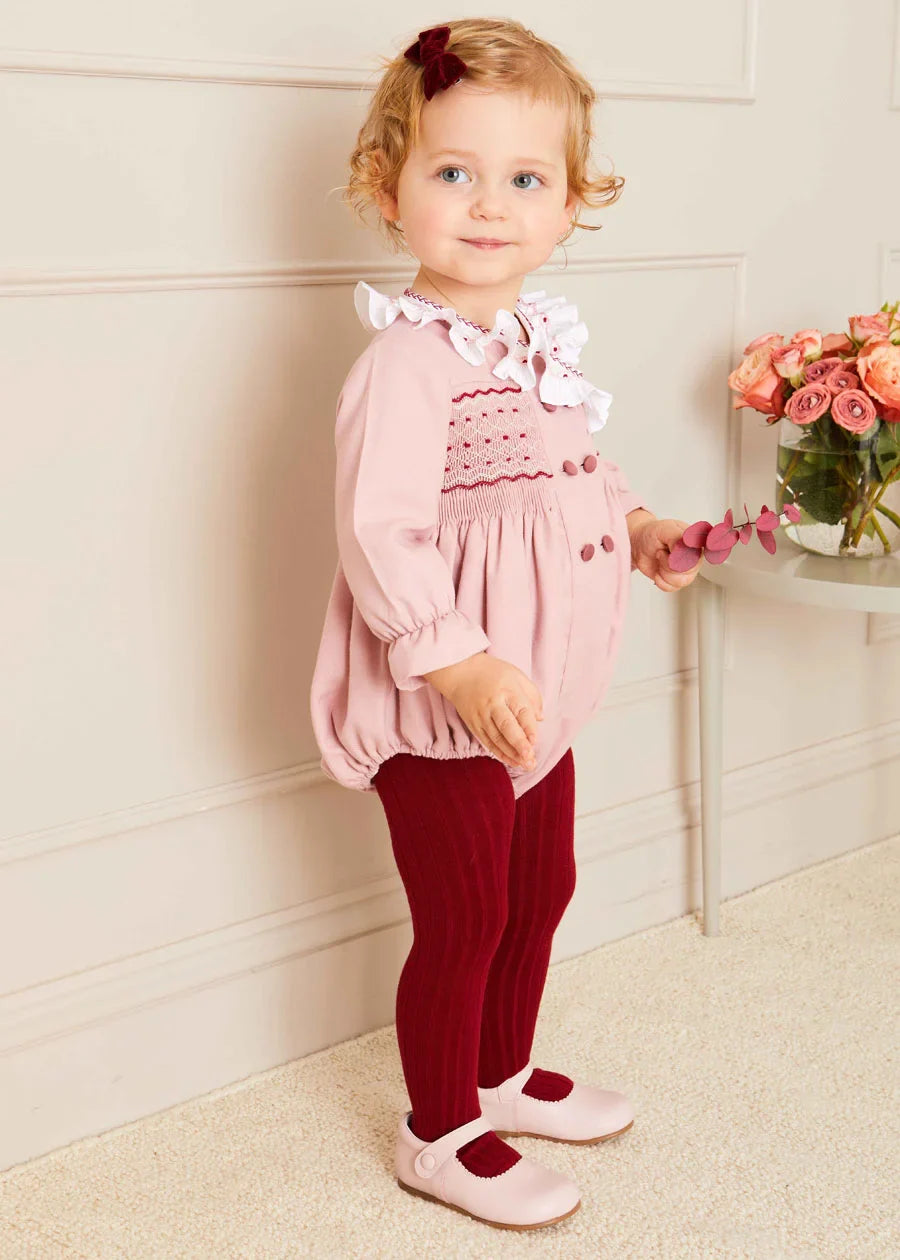 Burgundy Ribbed Tights for Kids (0 Months to 10 Years) - Soft Stretch Cotton Tights for Girls & Boys - Perfect for School, Playdates & Winter Outfits