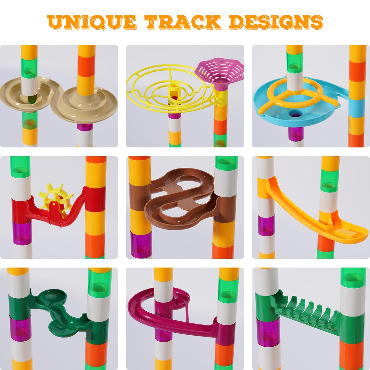 166Pcs Marble Run Building Blocks STEM Toy for Kids - Glow in The Dark Marble Maze Track Race Set with 30 Glass Marbles | Educational Learning Toys for Boys & Girls Ages 3-12 | Birthday Gift Idea for Indoor Play & STEM Activities