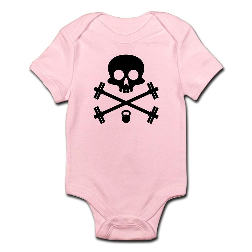 Skull and Cross Fitness Baby Bodysuit - Cute Infant Onesie for Gym & Workout Enthusiasts | Perfect for Fitness Moms, Dad & Baby Matching Outfits