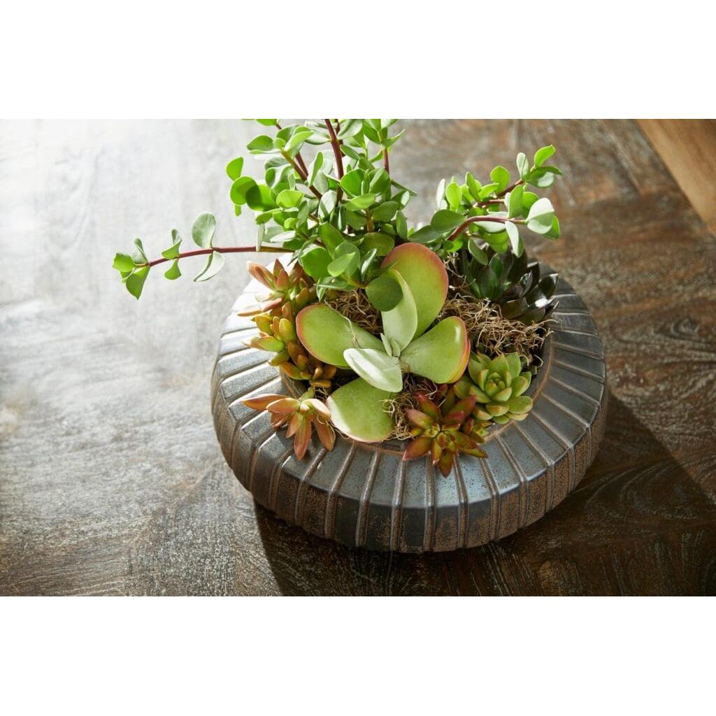 Cyan Design 11775 Ribbed Sweater Bowl - Crystal Bronze Glass Serving Bowl for Fruit, Salad, Desserts | Elegant Home Dining & Party Decor