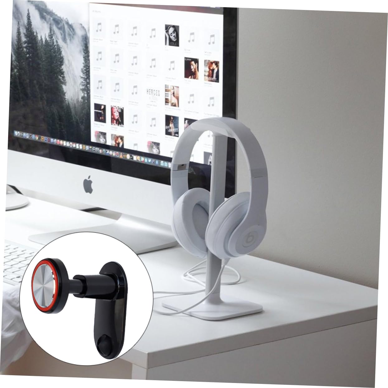 Mikikit 2 Pack Extendable Headphone Stand with Adhesive Hook - Space Saving Headset Holder for Desk, Bookshelf, Office, Gaming Setup & Home Organization